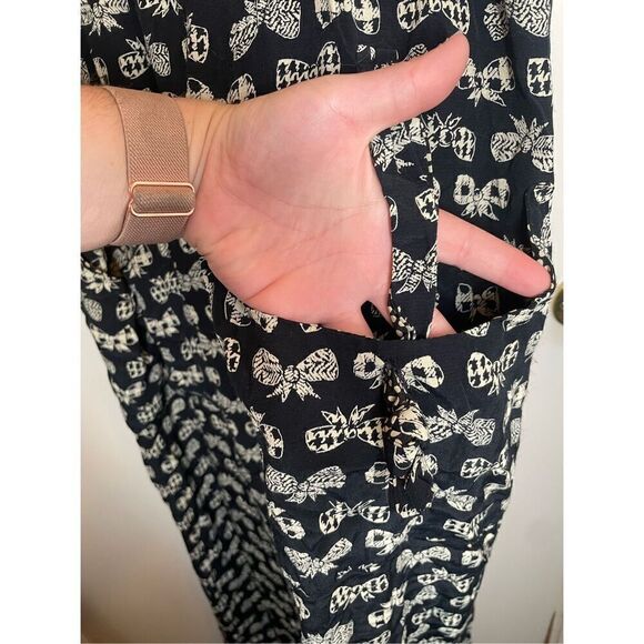 Vintage ROMEO ROMEO black & white Bow print Maxi Dress Size L - Picture 7 of 16
